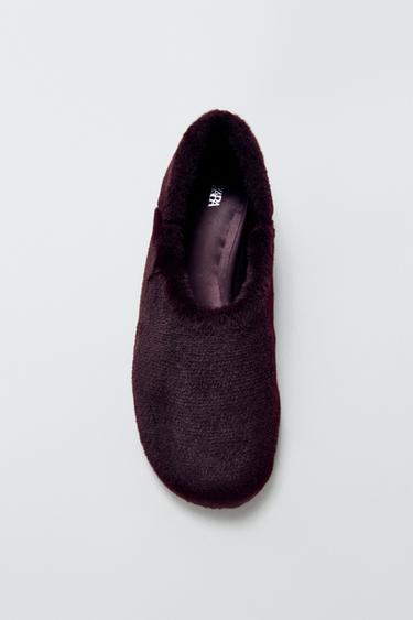 FAUX FUR BALLET FLATS - Mauve Purple by Zara