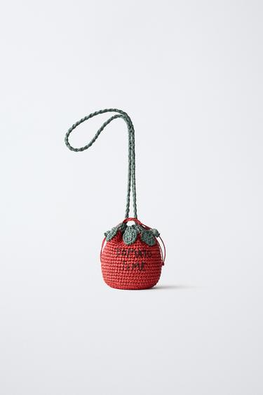 TOMATO RAFFIA-EFFECT CROSSBODY BAG - Red by Zara