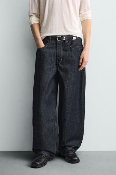 BALLOON FIT JEANS - Navy / White by Zara