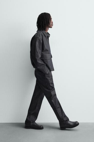 WAXED STRAIGHT-LEG JEANS - Blue by Zara