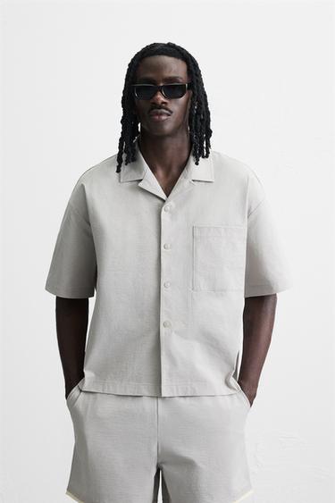 RELAXED FIT TECHNICAL SHIRT - Pearl grey by Zara