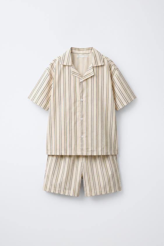 6-14 YEARS / STRIPED SHIRT PYJAMAS - camel by Zara - Image 0