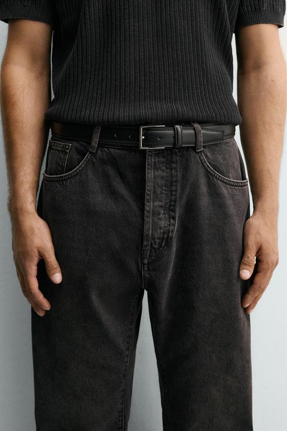 LEATHER DRESS BELT - Black by Zara - Image 0