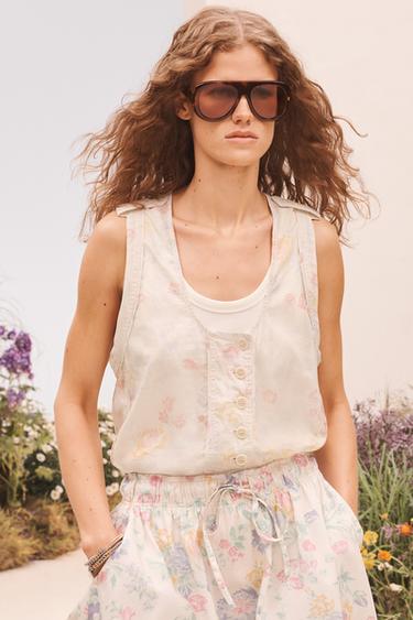 SLVLSS FLWRS SHRT - Ecru by Zara