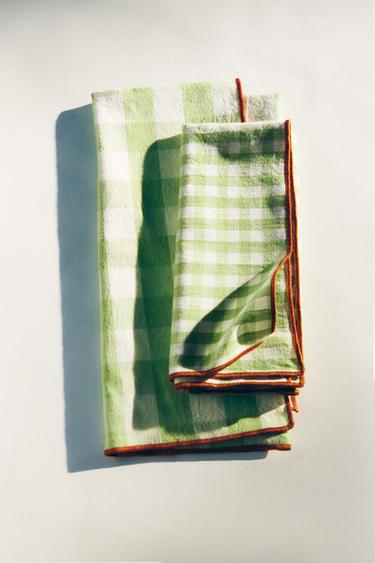 PACK OF CHECK TEA TOWELS (PACK OF 2) - Green by Zara