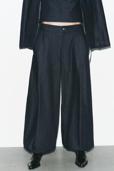 TRF BOMBACHO DENIM TROUSERS - Dark indigo by Zara