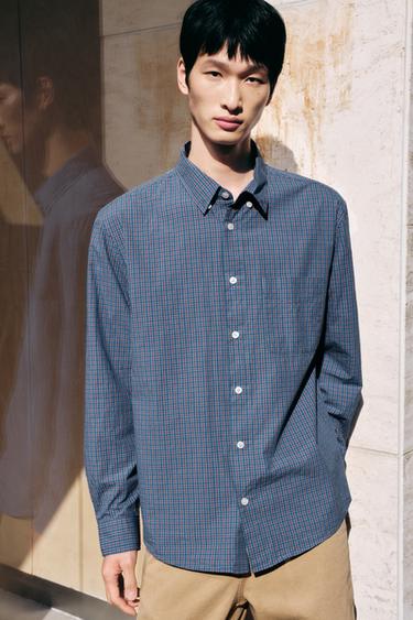 CHECK SHIRT WITH POCKET - Bluish by Zara