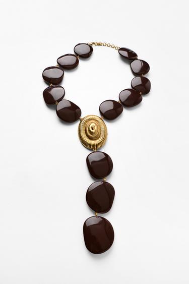 STONE AND SHELL NECKLACE - Golden by Zara