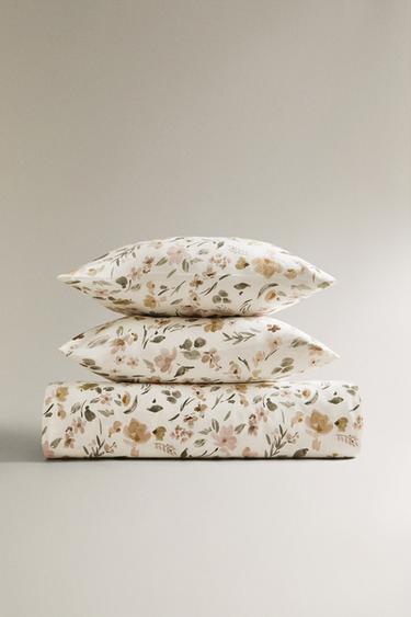 FLORAL PRINT SATEEN DUVET COVER - Ecru by Zara - Image 0