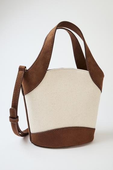 COMBINED CANVAS CROSSBODY BAG - Brown by Zara
