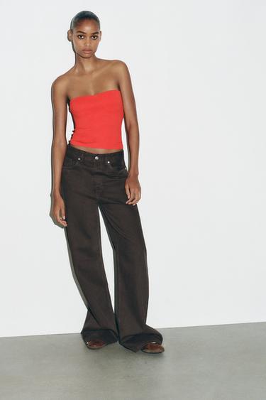 POLYAMIDE BANDEAU TOP - Red by Zara