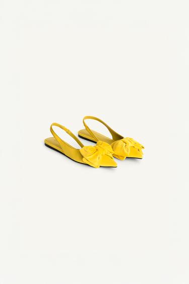 LIMITED EDITION FLAT SLINGBACK SHOES WITH MAXI BOW - Yellow by Zara