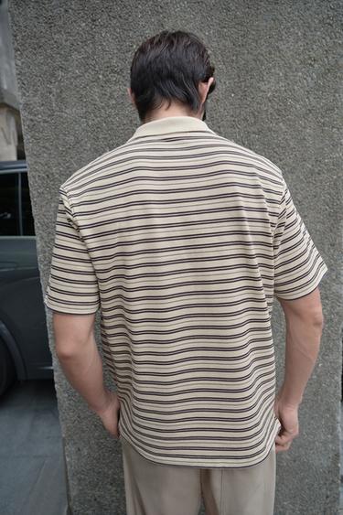 STRIPED PIQUÉ POLO SHIRT - Ecru by Zara