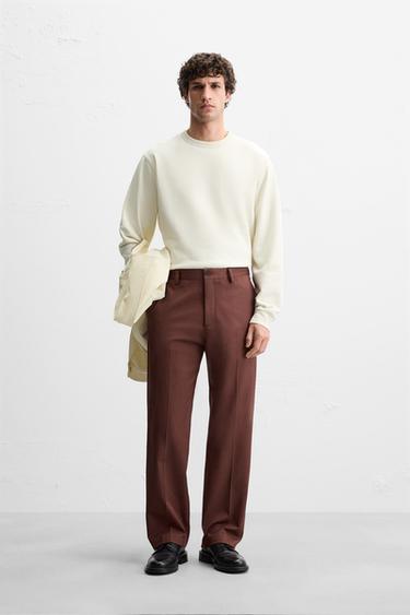 TEXTURED TWILL TROUSERS - Brick by Zara - Image 0