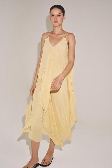 ZW COLLECTION LIMITED EDITION FLOWING DRESS WITH RUFFLES - Yellow by Zara