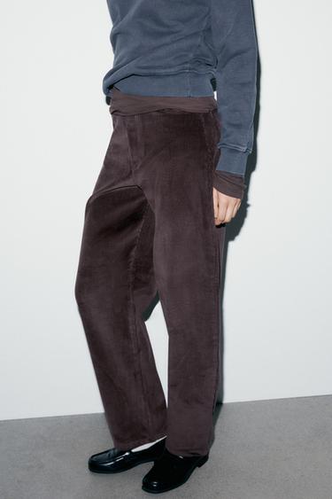 BALLOON CORDUROY TROUSERS - Dark aubergine by Zara