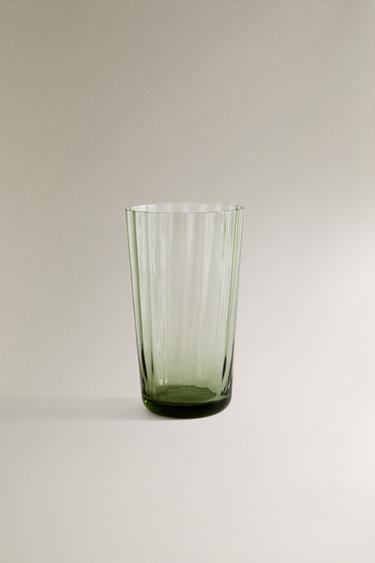 GLASS SOFT DRINK TUMBLER WITH LINE DESIGN - Green by Zara - Image 0