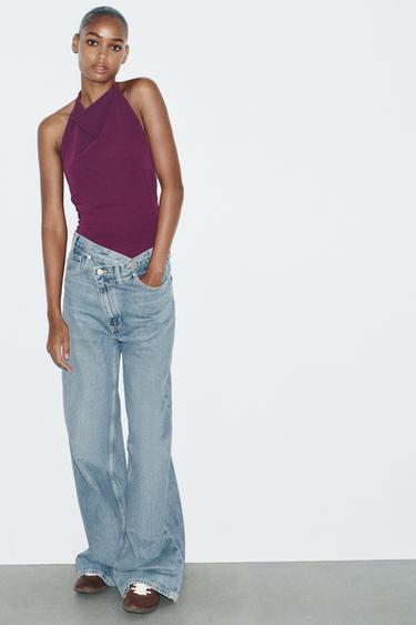 OPEN BACK HALTER BODYSUIT - Aubergine by Zara