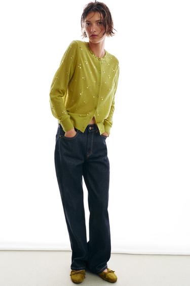 SEQUIN CARDIGAN - Apple green by Zara