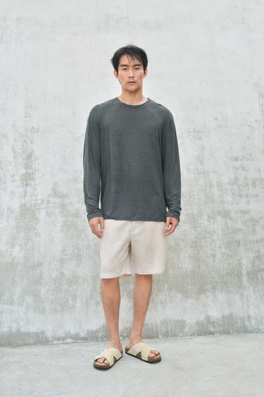 100% LINEN BERMUDA SHORTS - Light beige by Zara