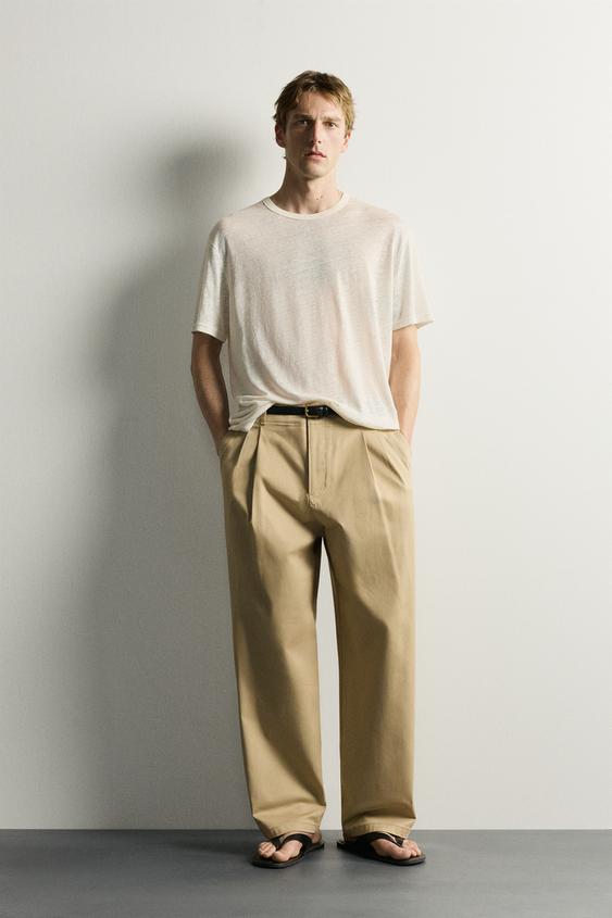RELAXED FIT 100% LINEN T-SHIRT - Ecru by Zara - Image 0