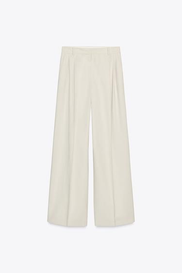 WIDE-LEG DARTED TROUSERS - Light grey by Zara