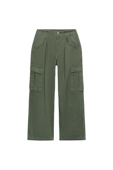 Z1975 MID-RISE CARGO JEANS - Khaki by Zara