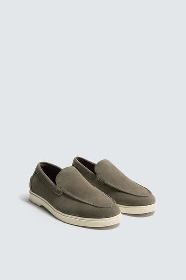 CASUAL LEATHER LOAFERS - Green by Zara