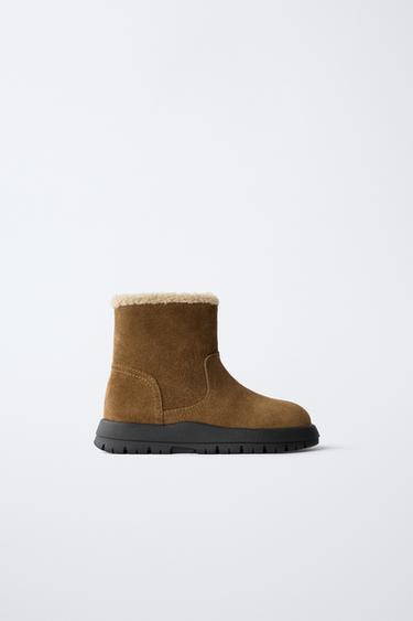 LINED LEATHER BOOTS - Brown by Zara
