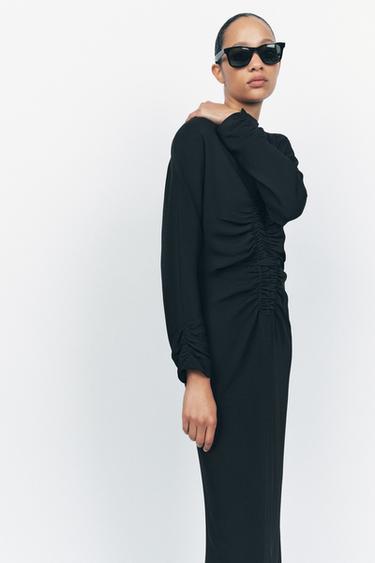 ZW COLLECTION DRAPED MIDI DRESS - Black by Zara