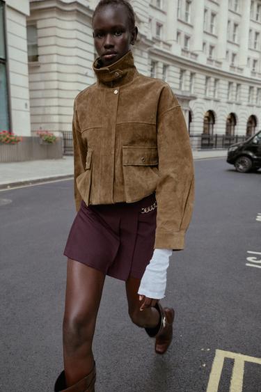 PLEATED CHAIN BERMUDA SHORTS - Burgundy by Zara - Image 0