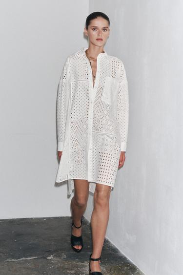 ZW COLLECTION DRESS WITH CUTWORK EMBROIDERY - White by Zara - Image 0