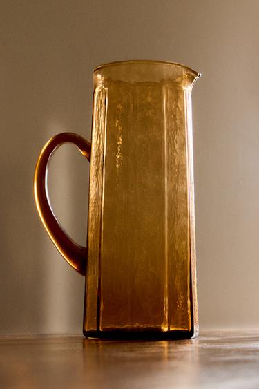 HAMMERED GLASS JUG - Orange by Zara