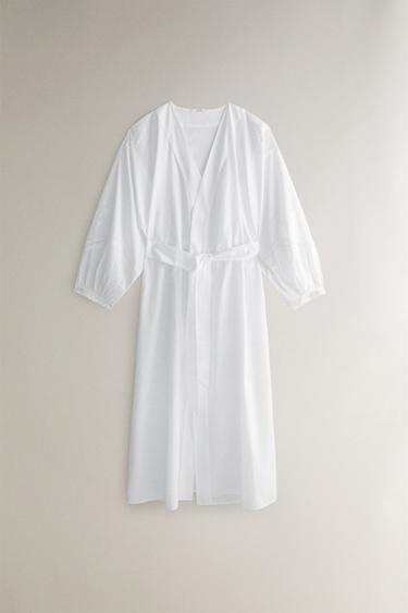 COTTON DRESSING GOWN WITH EMBROIDERY - White by Zara - Image 0