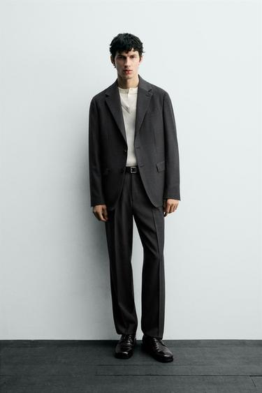 100% WOOL SUIT TROUSERS - Anthracite Grey by Zara