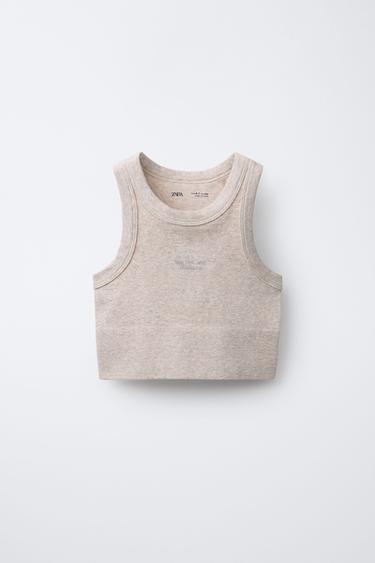 SLOGAN SEAMLESS CROP TOP - Sand / Marl by Zara - Image 0