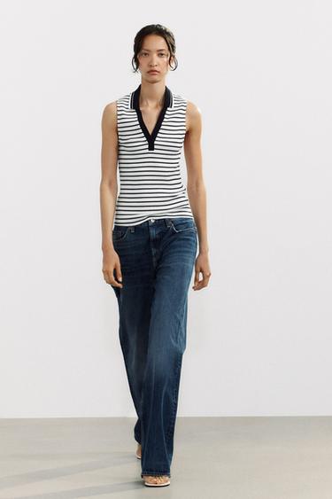 RIBBED POLO SHIRT - Navy / White by Zara - Image 0