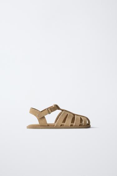 LEATHER CAGE SANDALS - Brown by Zara - Image 0
