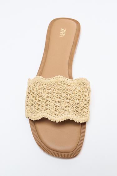 CUT-OUT SLIDE SANDALS - Gold by Zara