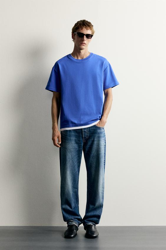 CONTRAST RELAXED FIT T-SHIRT - Bluish by Zara - Image 0