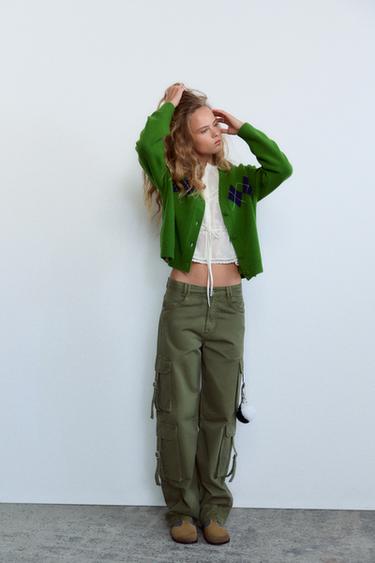ARGYLE KNIT CARDIGAN - Green by Zara - Image 0