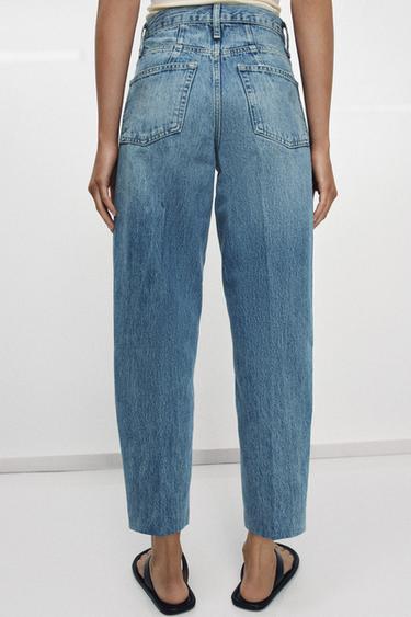 ZW COLLECTION TAPERED HIGH-WAIST JEANS - Mid-blue by Zara