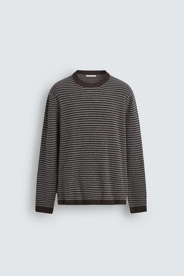 STRIPED WOOL BLEND JUMPER - Brown by Zara