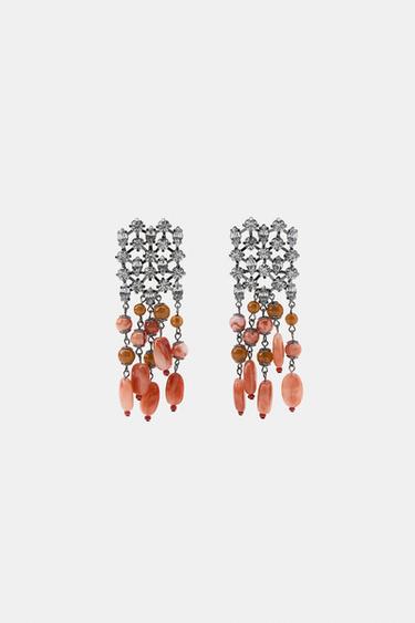 WATERFALL GEMSTONE EARRINGS - Pink by Zara