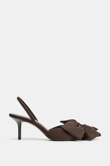 HEELED SHOES WITH BOW DETAIL - Brown by Zara