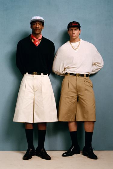 WIDE-LEG PLEATED BERMUDA SHORTS WILLY CHAVARRIA X ZARA - Cream by Zara