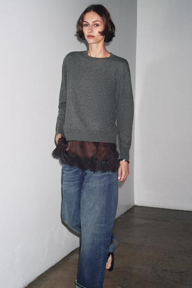 100% EXTRA-SOFT WOOL JUMPER WITH LONG SLEEVES - Dark grey by Zara