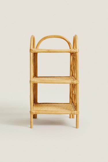 RATTAN BEDSIDE TABLE - Light beige by Zara