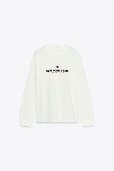 T-SHIRT WITH CONTRAST SLOGAN - White by Zara