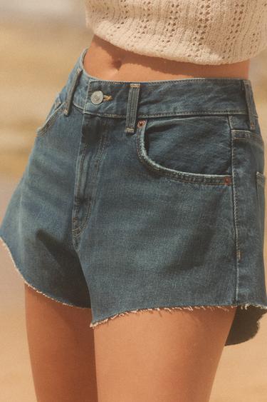 MID-WAIST TRF MINI DENIM SHORTS - Blue / Grey by Zara